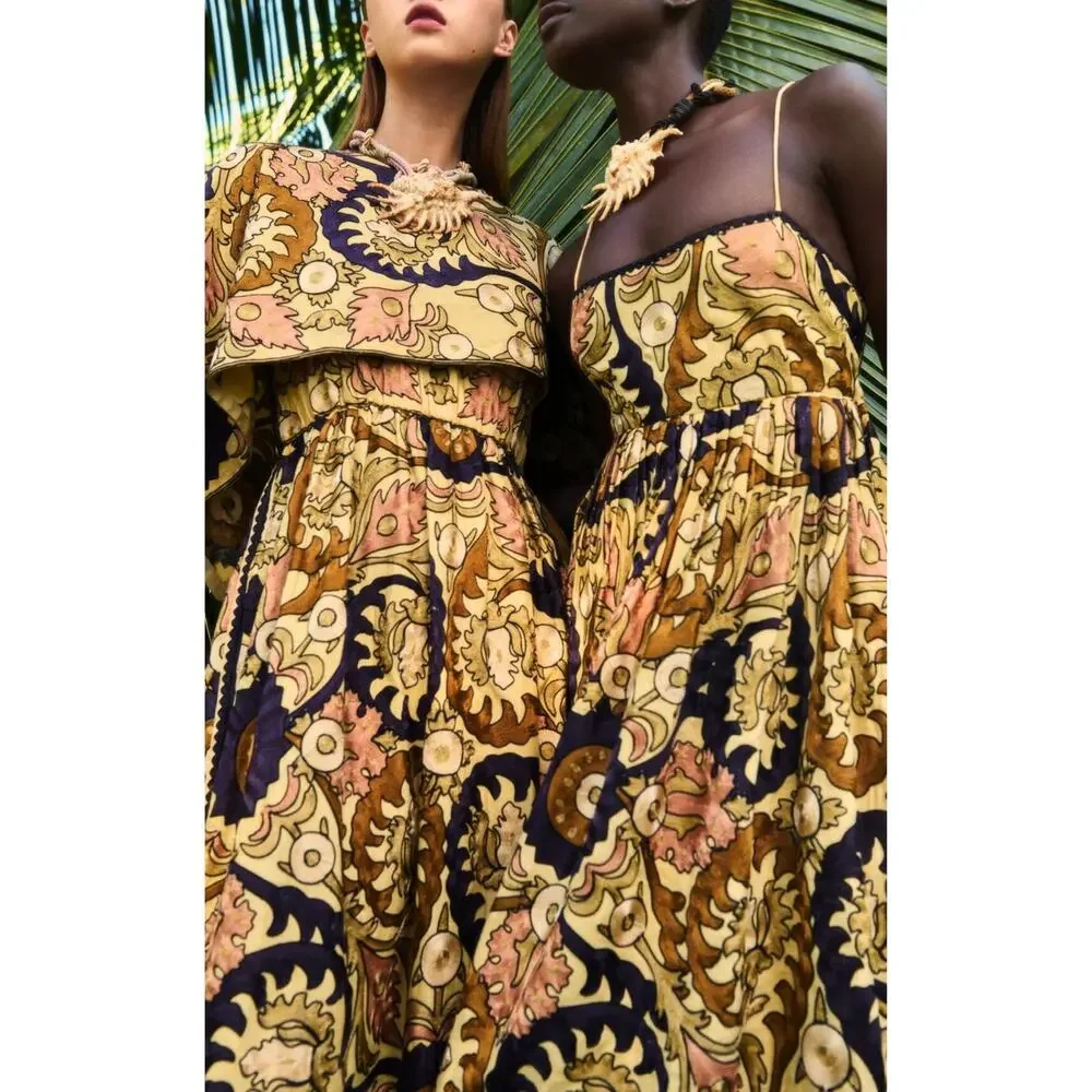 Ulla Johnson Maxi Dress RARE Fall Mayra Yarrow Gold Brown Purple Embroidered 4 - Picture 4 of 13